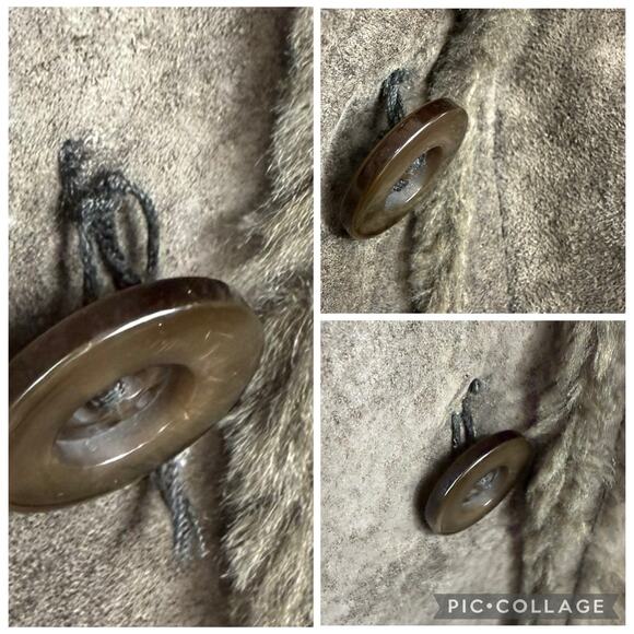 Vintage Jones New York Sport Brown Suede Faux Fur Coat Large Hooded Penny Lane - Picture 11 of 15